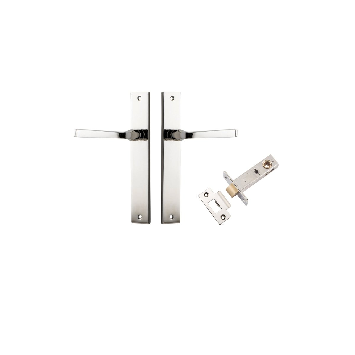 Annecy Lever - Rectangular Backplate - Entry Point - Iver - Polished Nickel - Door Levers