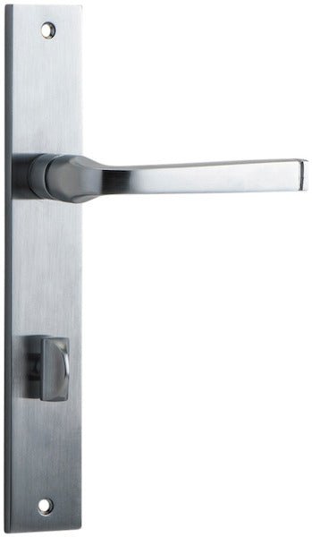 Annecy Lever - Rectangular Backplate - Entry Point - Iver - Brushed Chrome - Door Levers