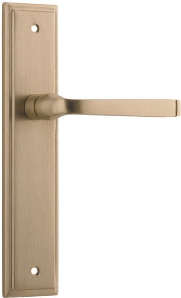 Annecy Lever - Stepped Backplate - Entry Point - Iver - Brushed Brass - Door Levers