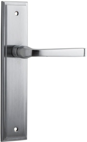 Annecy Lever - Stepped Backplate - Entry Point - Iver - Brushed Chrome - Door Levers