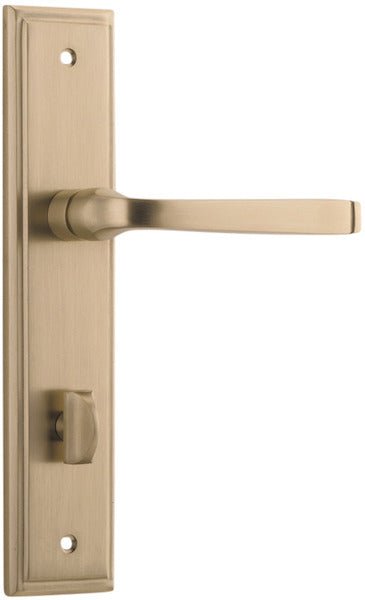 Annecy Lever - Stepped Backplate - Entry Point - Iver - Brushed Brass - Door Levers