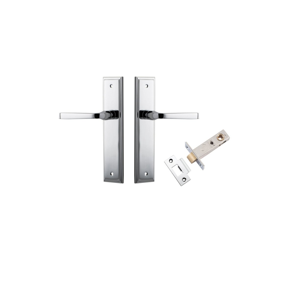 Annecy Lever - Stepped Backplate - Entry Point - Iver - Polished Chrome - Door Levers