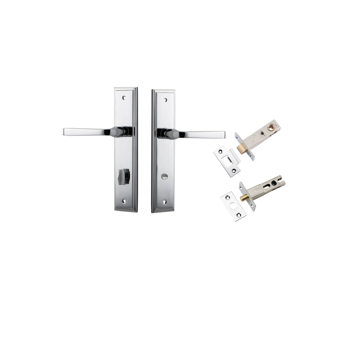 Annecy Lever - Stepped Backplate - Entry Point - Iver - Polished Chrome - Door Levers