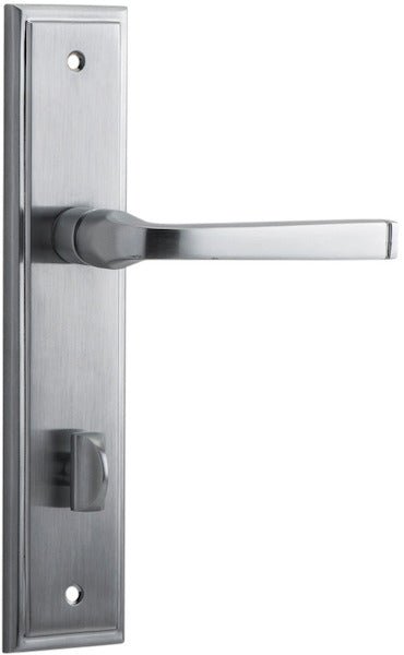 Annecy Lever - Stepped Backplate - Entry Point - Iver - Brushed Chrome - Door Levers