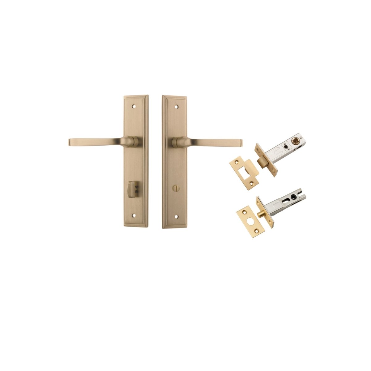 Annecy Lever - Stepped Backplate - Entry Point - Iver - Brushed Brass - Door Levers