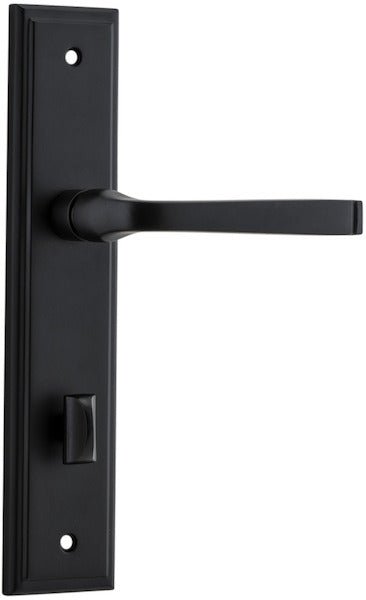 Annecy Lever - Stepped Backplate - Entry Point - Iver - Matt Black - Door Levers