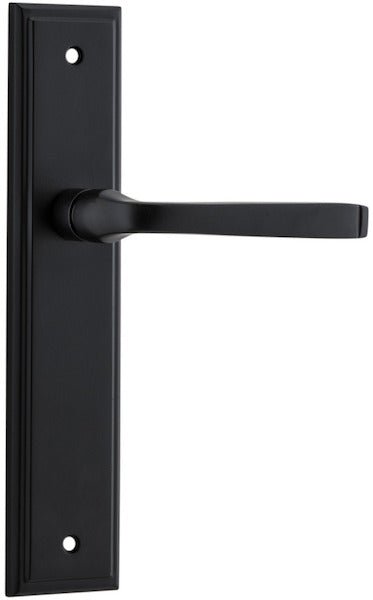 Annecy Lever - Stepped Backplate - Entry Point - Iver - Matt Black - Door Levers