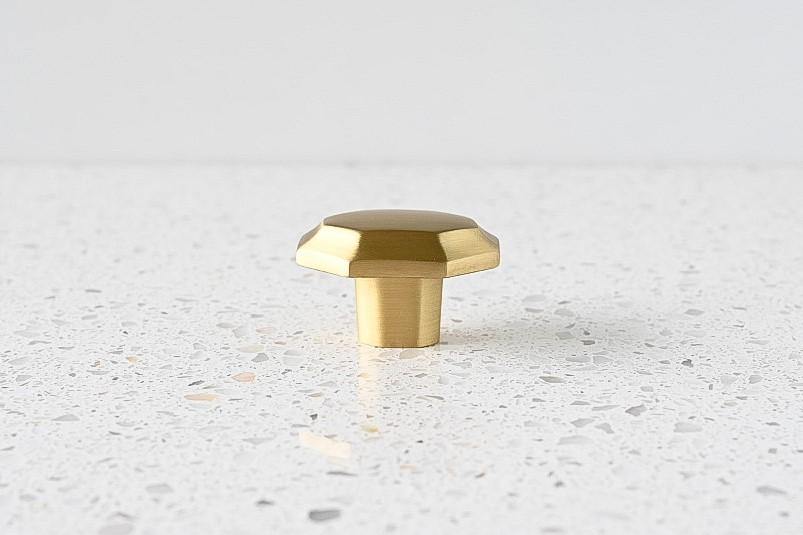 Archie Brass Geometric Cabinetry Knob - Little Swagger - Entry - Point - Archie Knob - SB - Little Swagger