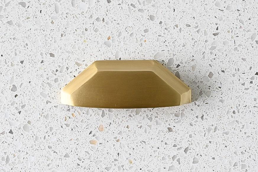 Archie Geometric Brass Cabinetry Cup Handle - Little Swagger - Entry - Point - Archie Pull - SB - Little Swagger