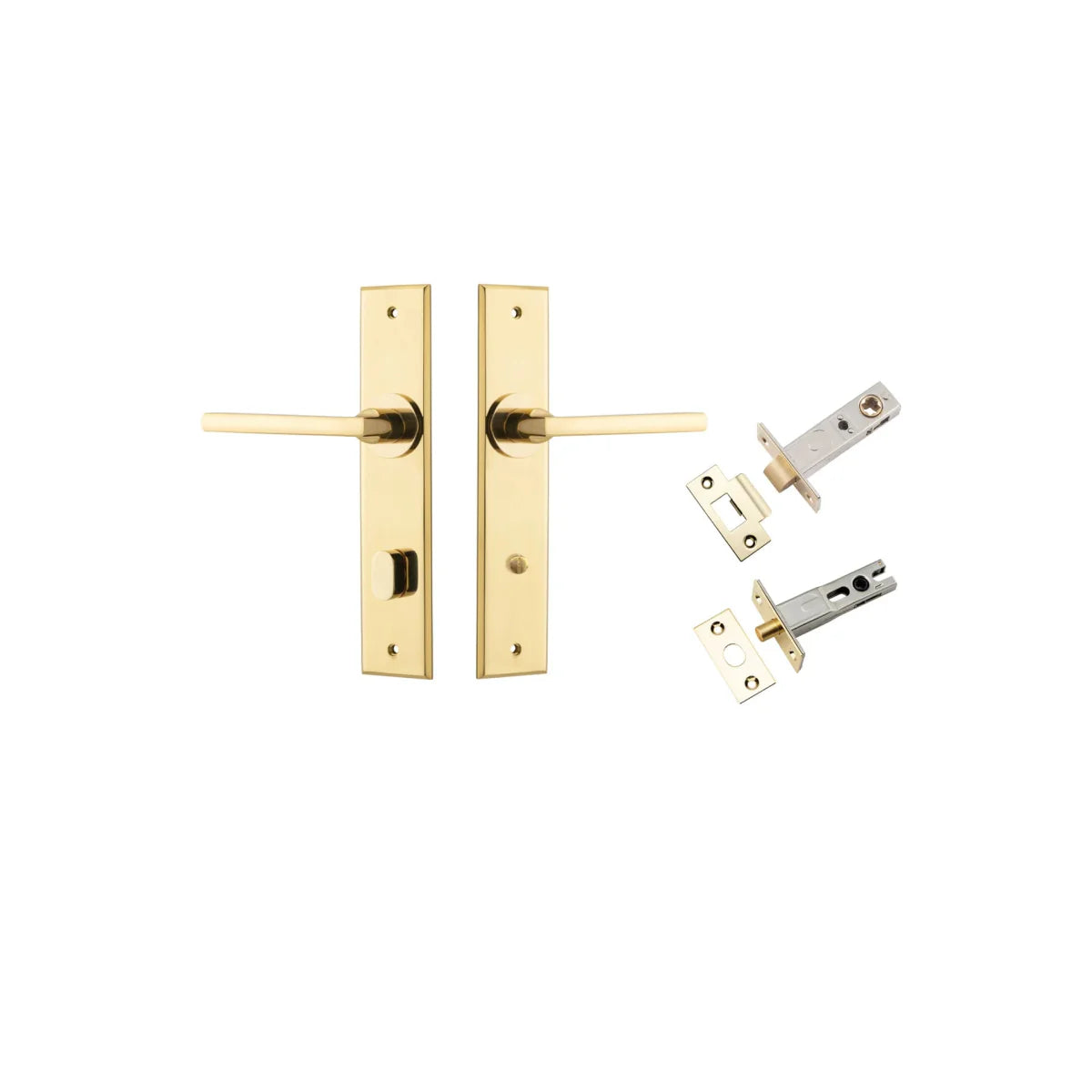 Baltimore Lever - Chamfered Backplate - Entry Point - Iver - Polished Brass - Door Levers