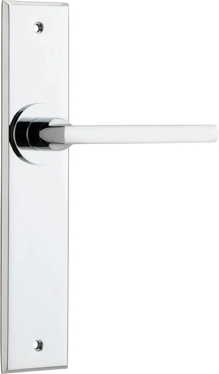 Baltimore Lever - Chamfered Backplate - Entry Point - Iver - Polished Chrome - Door Levers