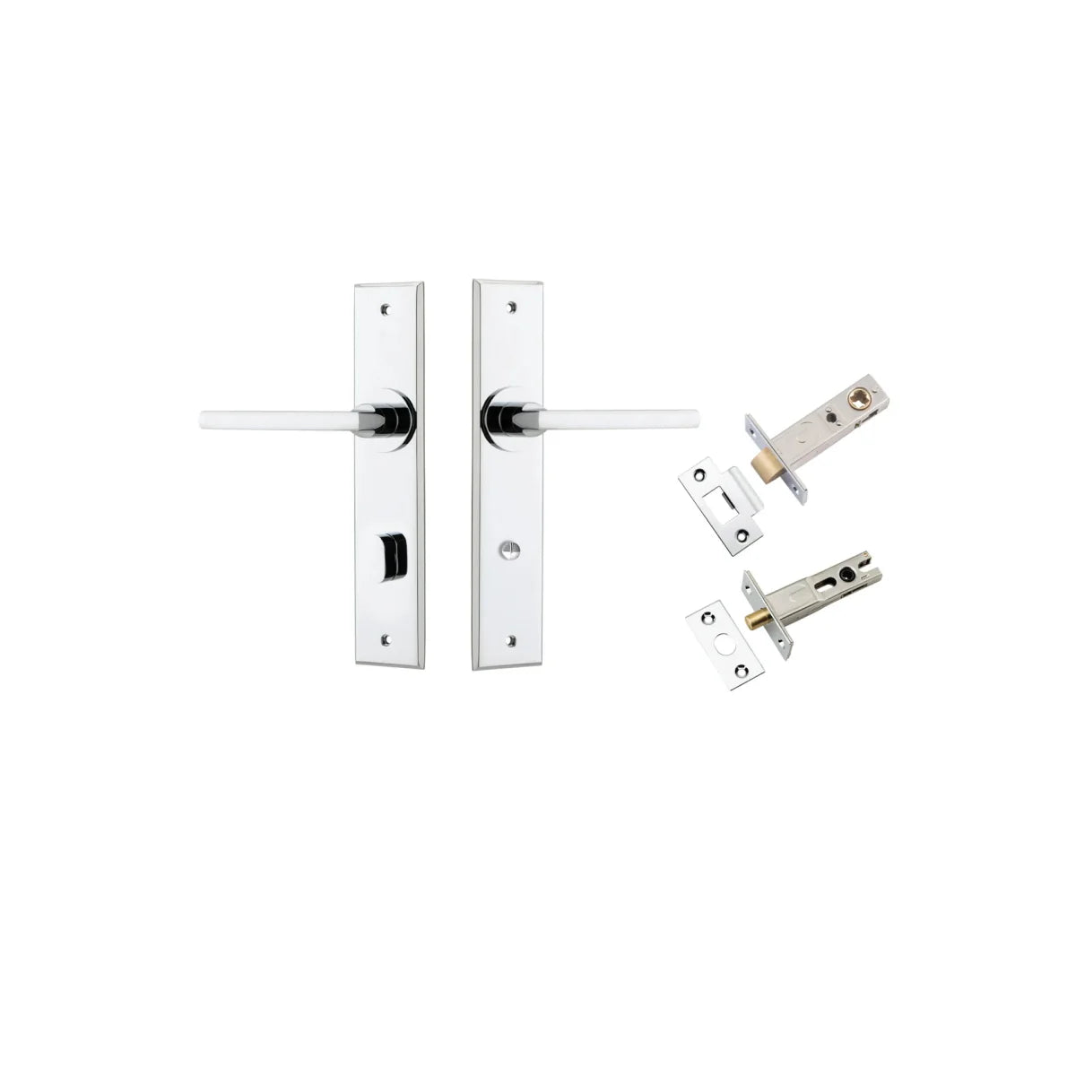 Baltimore Lever - Chamfered Backplate - Entry Point - Iver - Polished Chrome - Door Levers