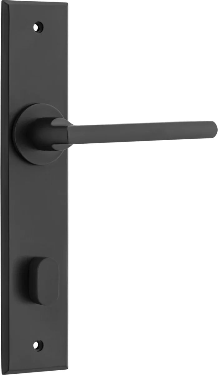 Baltimore Lever - Chamfered Backplate - Entry Point - Iver - Matt Black - Door Levers