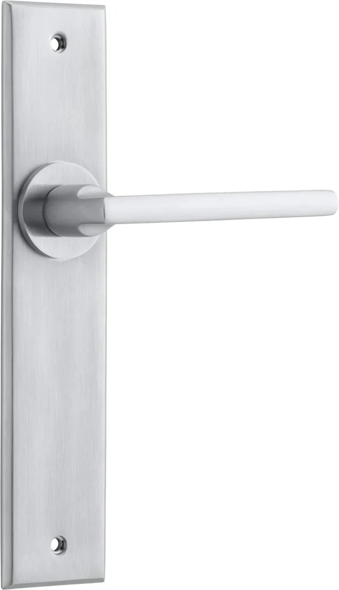 Baltimore Lever - Chamfered Backplate - Entry Point - Iver - Brushed Chrome - Door Levers