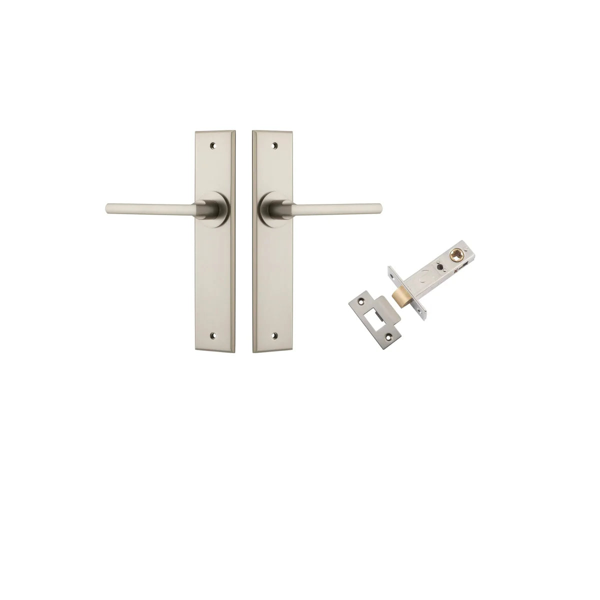 Baltimore Lever - Chamfered Backplate - Entry Point - Iver - Satin Nickel - Door Levers