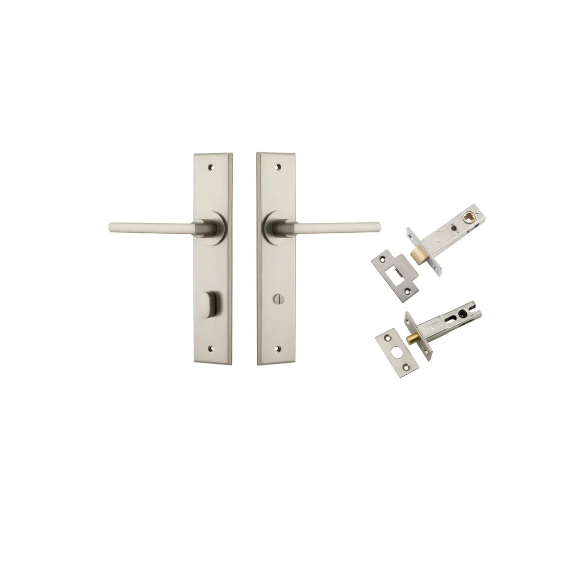 Baltimore Lever - Chamfered Backplate - Entry Point - Iver - Satin Nickel - Door Levers