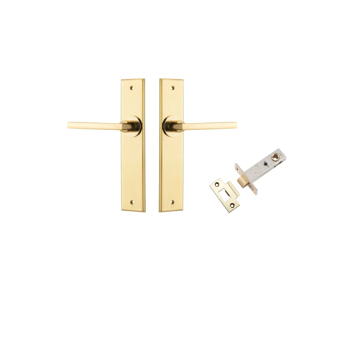 Baltimore Lever - Chamfered Backplate - Entry Point - Iver - Polished Brass - Door Levers