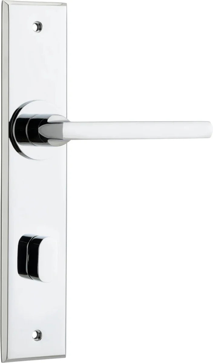 Baltimore Lever - Chamfered Backplate - Entry Point - Iver - Polished Chrome - Door Levers