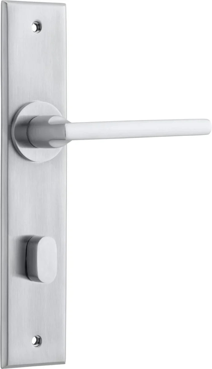 Baltimore Lever - Chamfered Backplate - Entry Point - Iver - Brushed Chrome - Door Levers