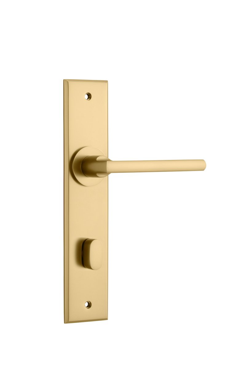 Baltimore Lever - Chamfered Backplate - Entry Point - Iver - Brushed Brass - Door Levers