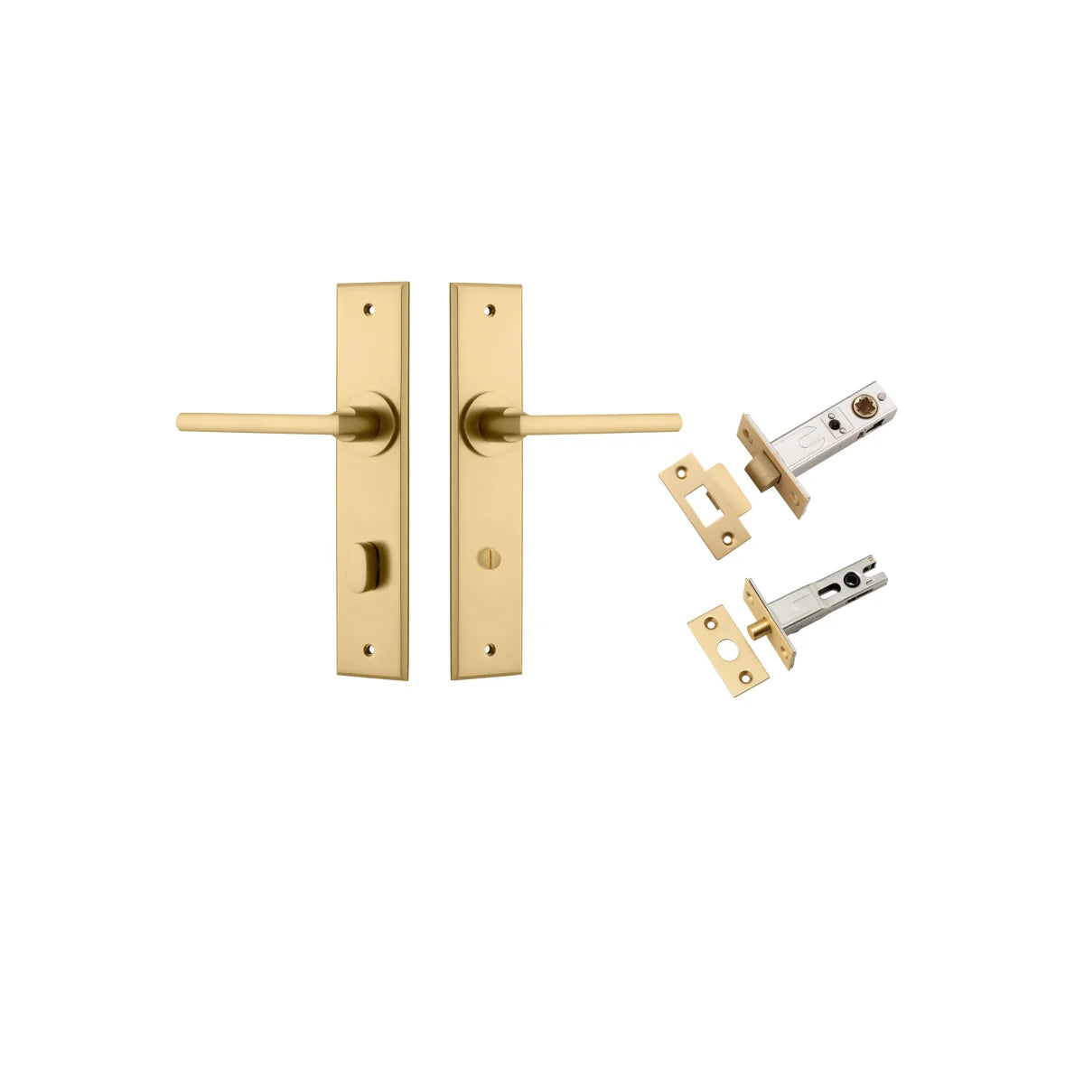 Baltimore Lever - Chamfered Backplate - Entry Point - Iver - Brushed Brass - Door Levers