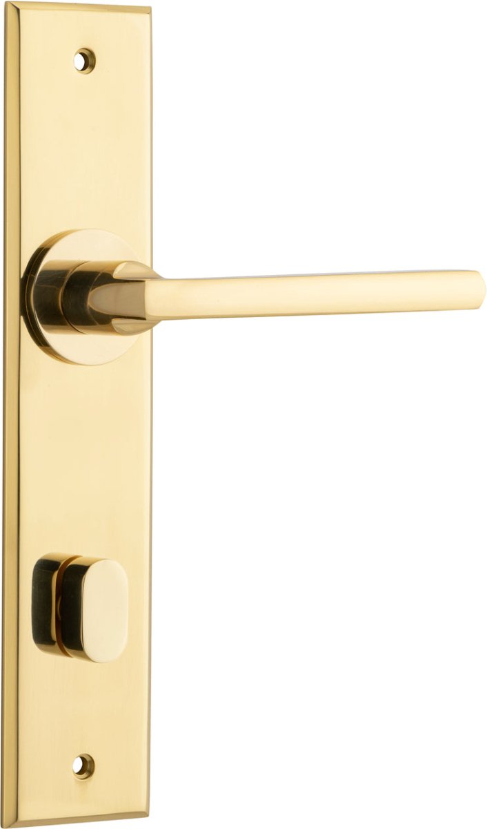 Baltimore Lever - Chamfered Backplate - Entry Point - Iver - Polished Brass - Door Levers