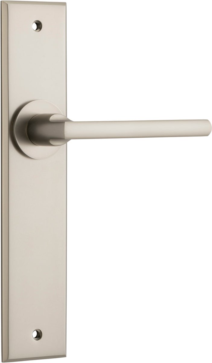 Baltimore Lever - Chamfered Backplate - Entry Point - Iver - Satin Nickel - Door Levers