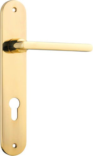 Baltimore Lever - Oval Backplate - Entry Point - Iver - Polished Brass - Door Levers