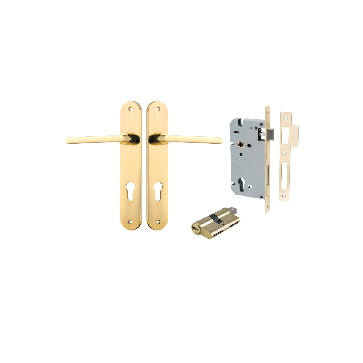 Baltimore Lever - Oval Backplate - Entry Point - Iver - Polished Brass - Door Levers