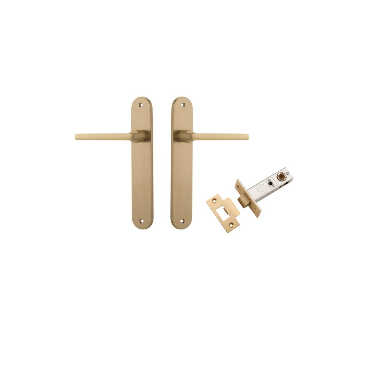 Baltimore Lever - Oval Backplate - Entry Point - Iver - Brushed Brass - Door Levers