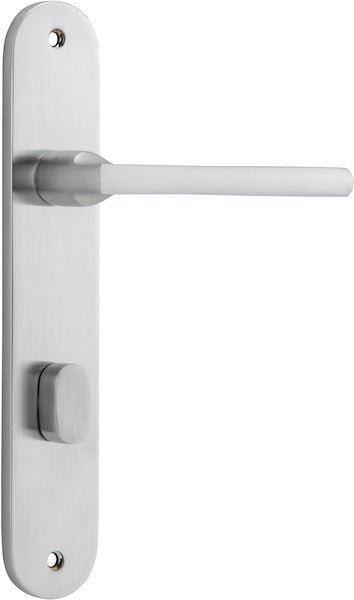 Baltimore Lever - Oval Backplate - Entry Point - Iver - Brushed Chrome - Door Levers