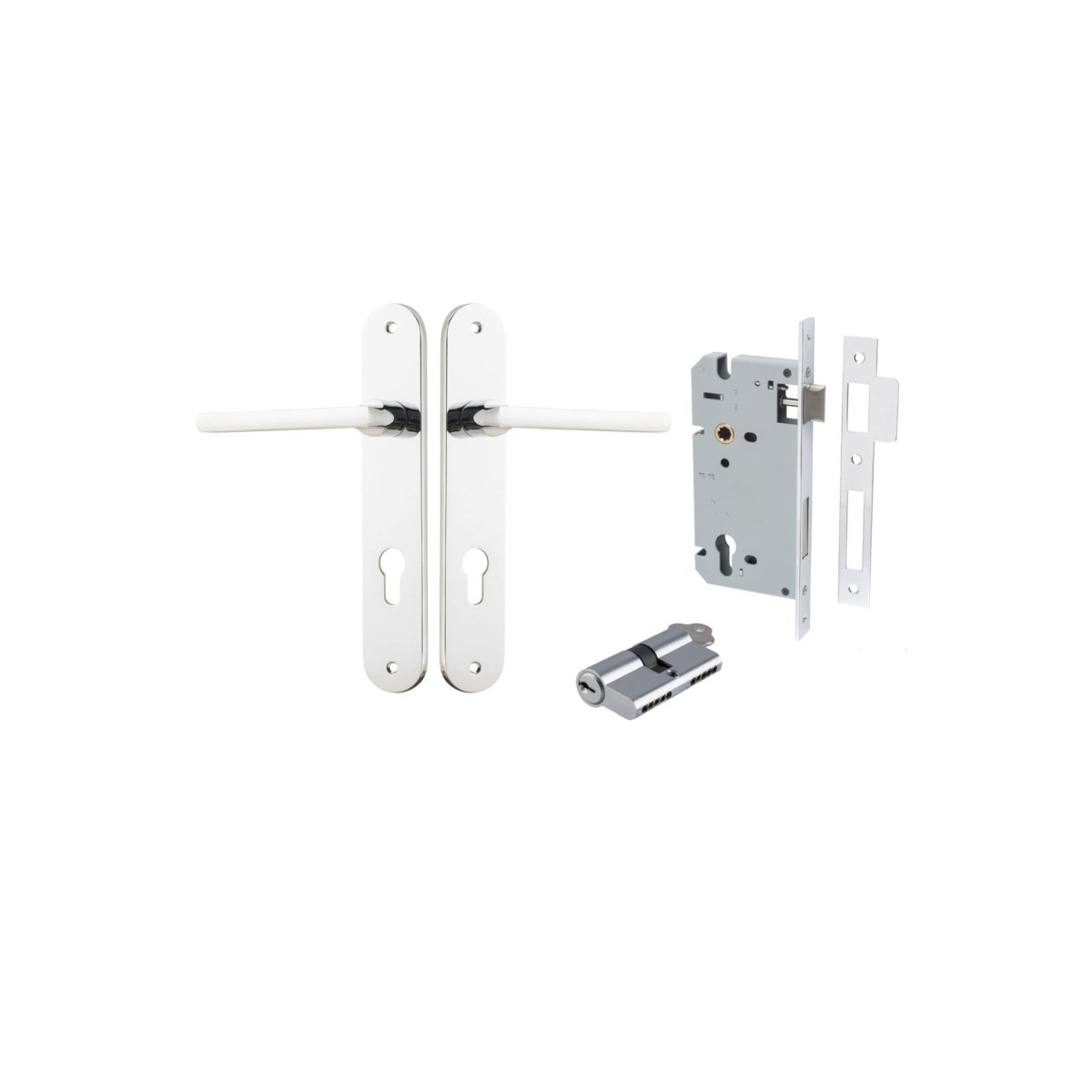 Baltimore Lever - Oval Backplate - Entry Point - Iver - Polished Chrome - Door Levers