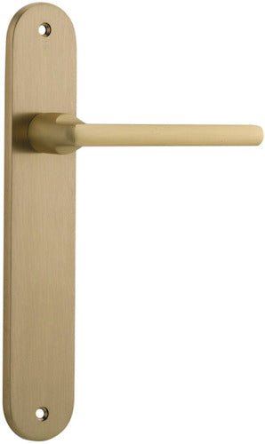 Baltimore Lever - Oval Backplate - Entry Point - Iver - Brushed Brass - Door Levers