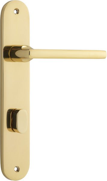 Baltimore Lever - Oval Backplate - Entry Point - Iver - Polished Brass - Door Levers