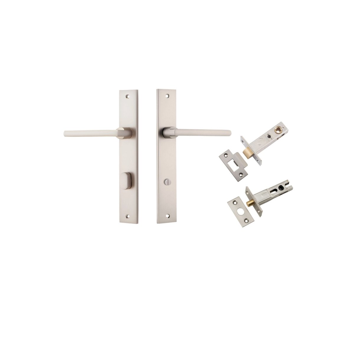 Baltimore Lever - Rectangular Backplate - Entry Point - Iver - Satin Nickel - Door Levers