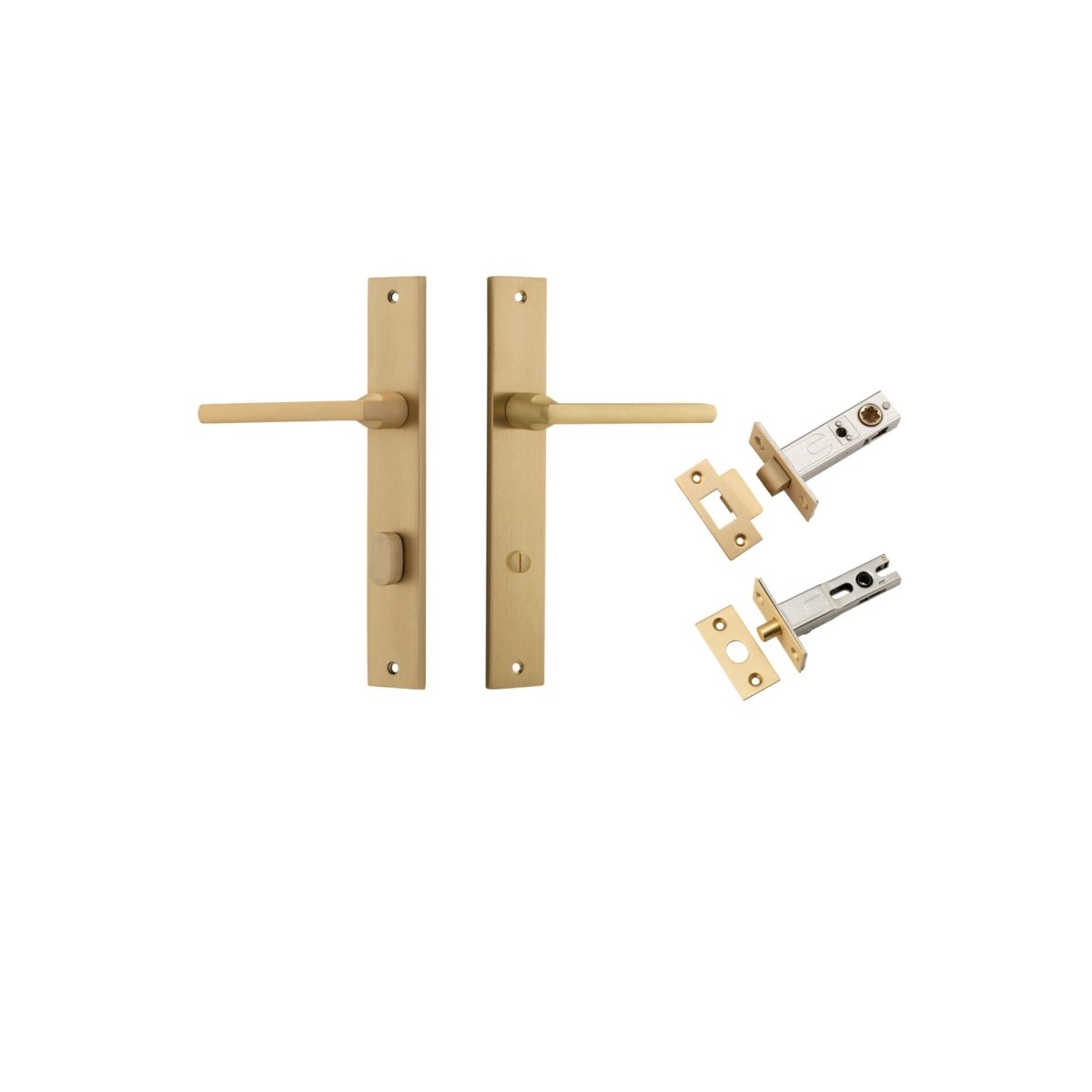 Baltimore Lever - Rectangular Backplate - Entry Point - Iver - Brushed Brass - Door Levers