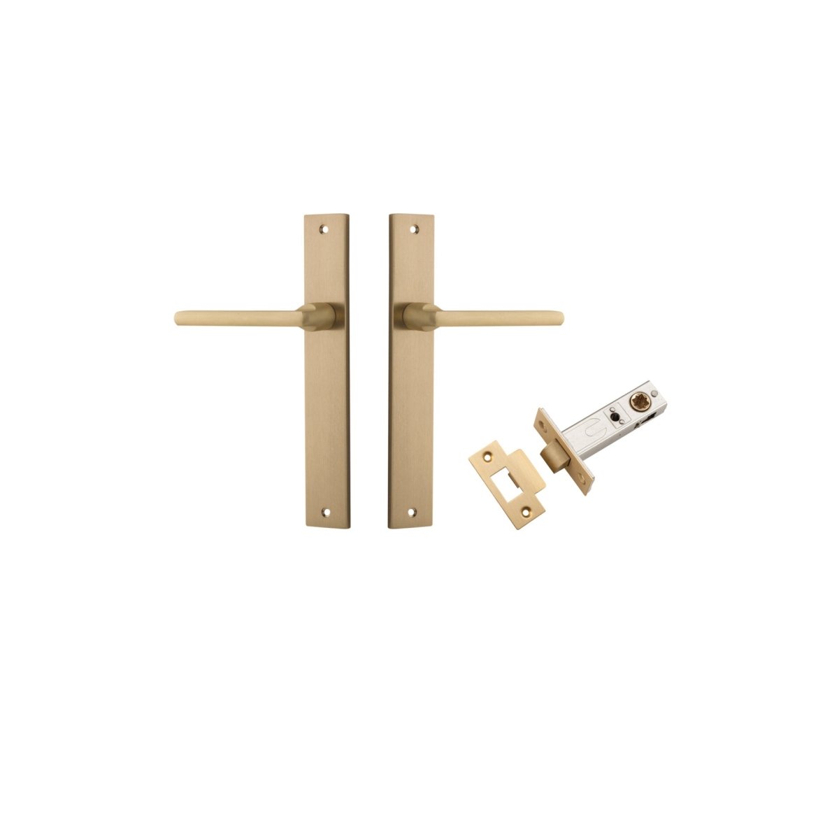 Baltimore Lever - Rectangular Backplate - Entry Point - Iver - Brushed Brass - Door Levers