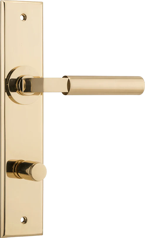 Berlin Lever - Chamfered Backplate - Entry Point - Iver - Polished Brass - Door Levers