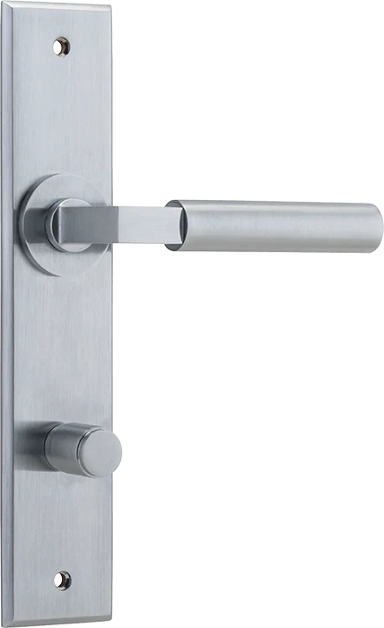 Berlin Lever - Chamfered Backplate - Entry Point - Iver - Brushed Chrome - Door Levers