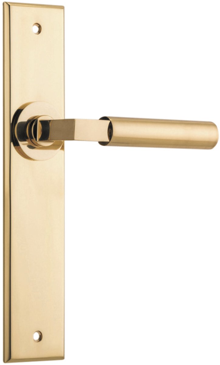 Berlin Lever - Chamfered Backplate - Entry Point - Iver - Polished Brass - Door Levers