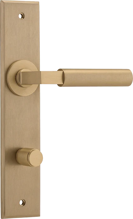 Berlin Lever - Chamfered Backplate - Entry Point - Iver - Brushed Brass - Door Levers