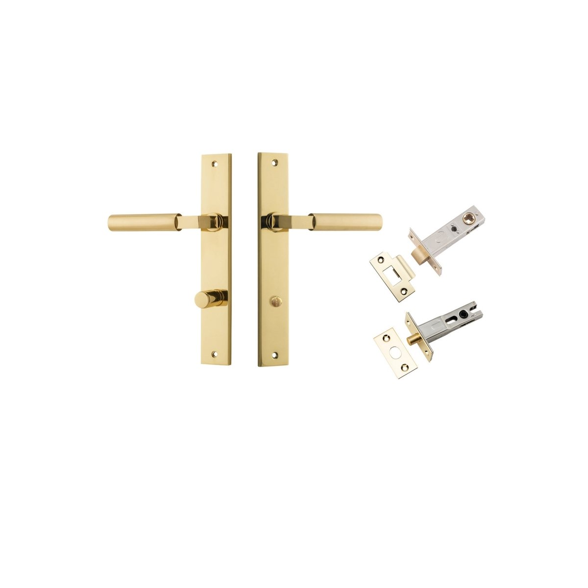 Berlin Lever - Rectangular Backplate - Entry Point - Iver - Polished Brass - Door Levers