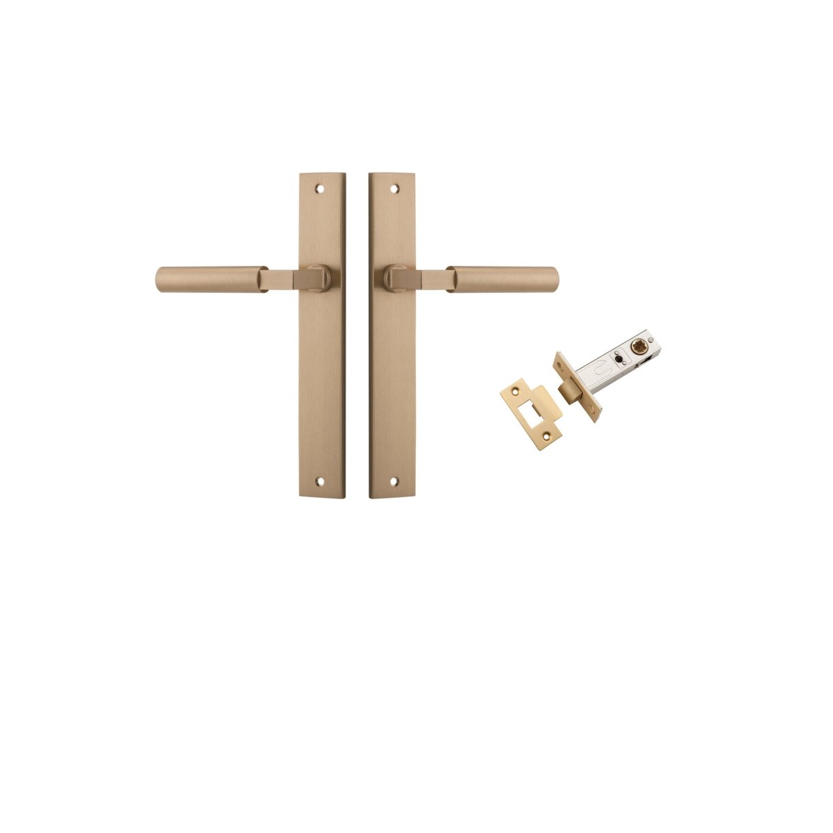 Berlin Lever - Rectangular Backplate - Entry Point - Iver - Brushed Brass - Door Levers