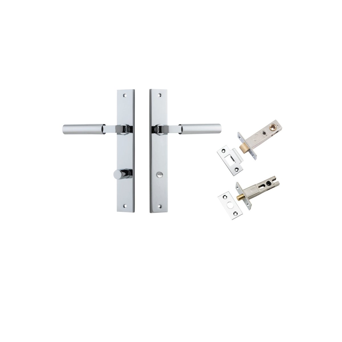 Berlin Lever - Rectangular Backplate - Entry Point - Iver - Polished Chrome - Door Levers