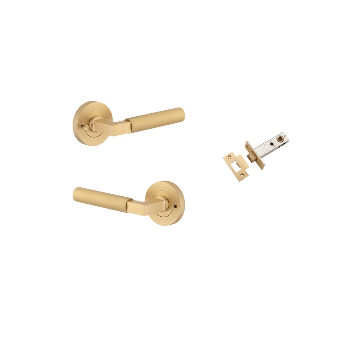 Berlin Lever - Round Rose - Entry Point - Iver - Brushed Brass - Door Levers