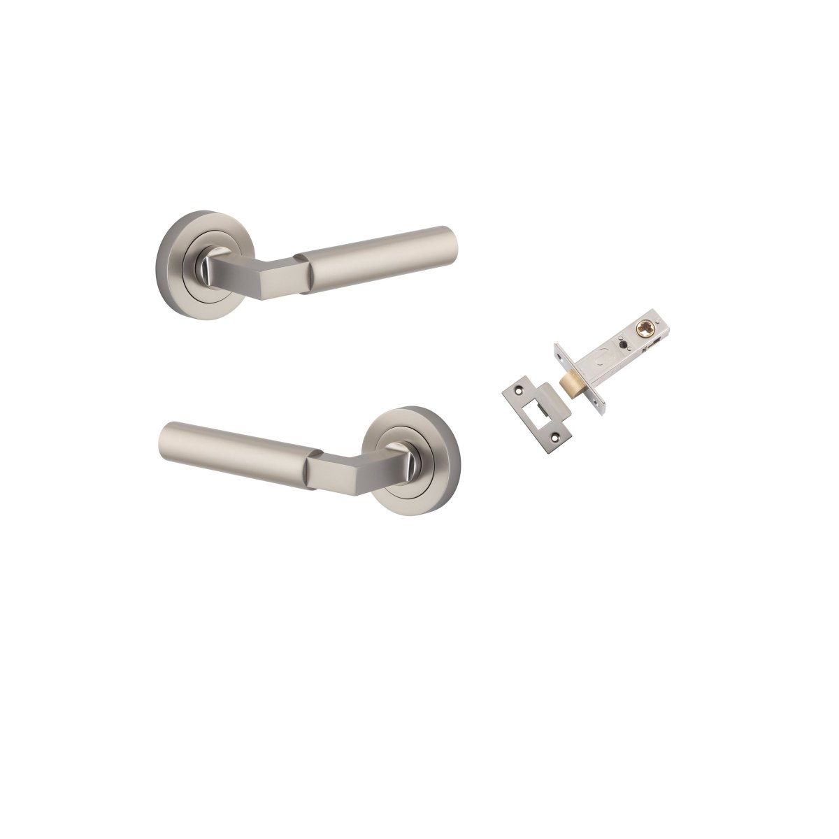 Berlin Lever - Round Rose - Entry Point - Iver - Satin Nickel - Door Levers