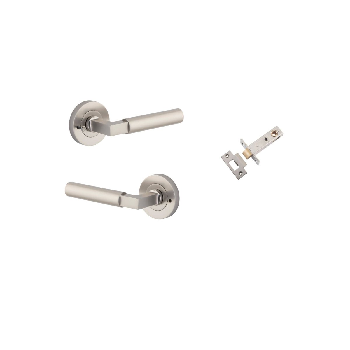 Berlin Lever - Round Rose - Entry Point - Iver - Satin Nickel - Door Levers