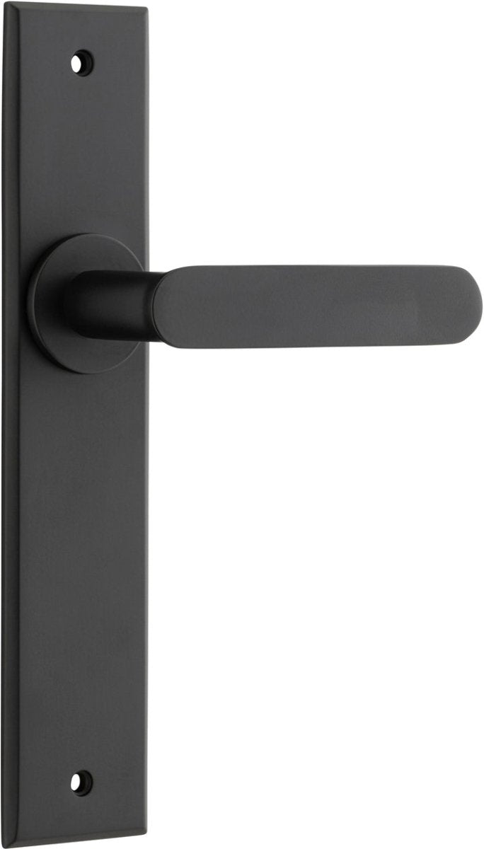 Bronte Lever - Chamfered Backplate - Entry Point - Iver - Matt Black - Door Levers