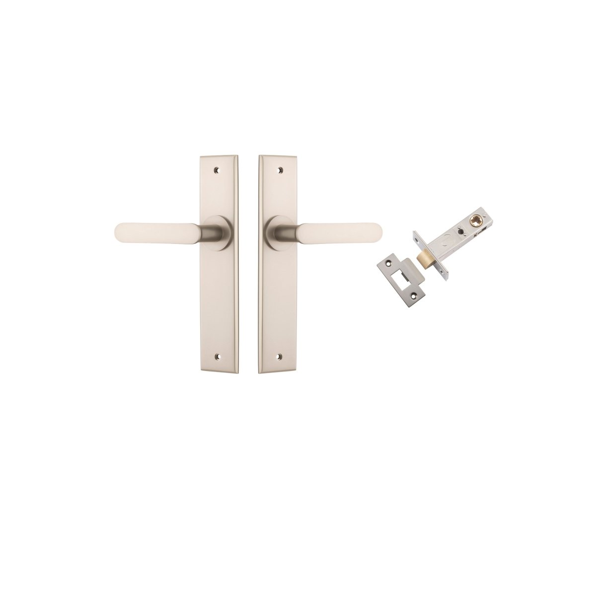 Bronte Lever - Chamfered Backplate - Entry Point - Iver - Satin Nickel - Door Levers