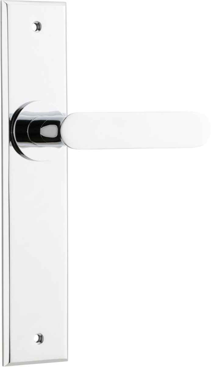 Bronte Lever - Chamfered Backplate - Entry Point - Iver - Polished Chrome - Door Levers